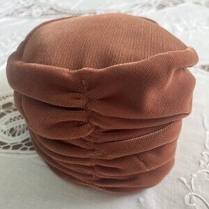 Vintage Brown Velvet Hat 21" Soft Gathered Ruched 1920s to 50s Simple Elegant